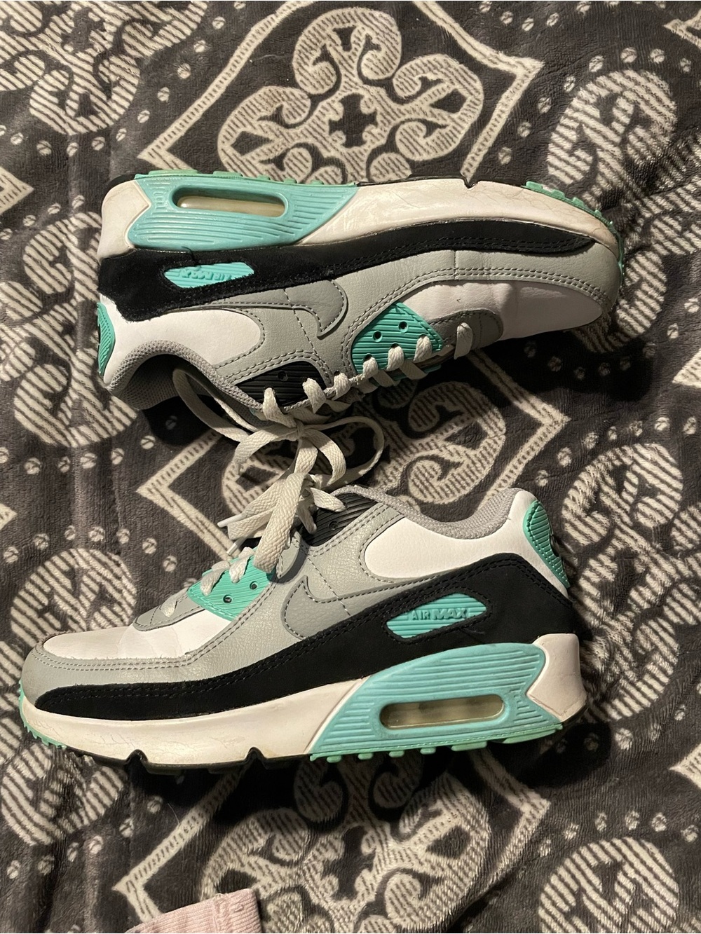 Nike Air Max in White, Gray, Black & Teal